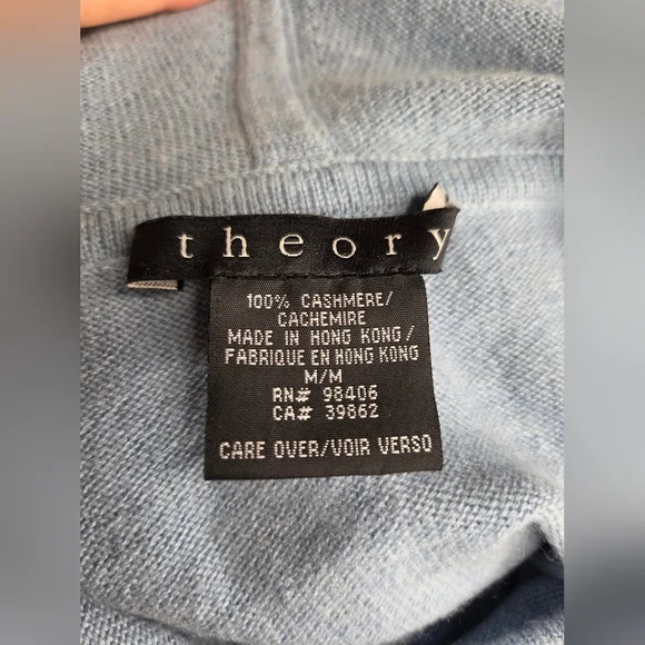 Theory Size M Light Blue 100%Cashmere Hoodie/Sweater